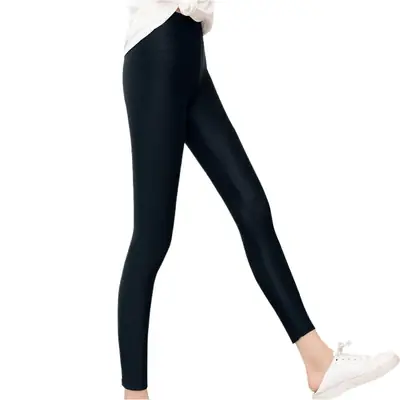 High Waist Stretchy Ice Silk Leggings for Women, Summer Slimming, Dark Gray, Casual