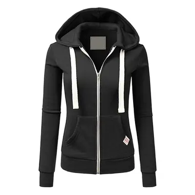 Women Orange Hooded Zipper Hoodie Full Length