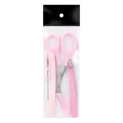 Folding Stainless Steel Eyebrow Trimming Kit 3-Piece White