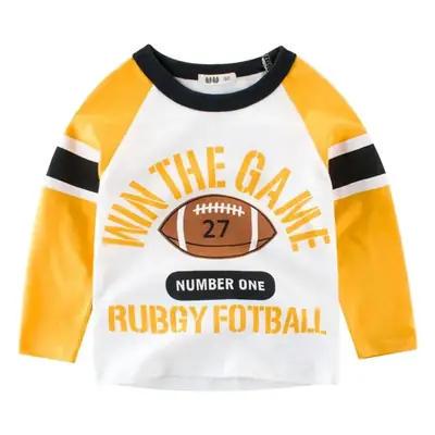 2025 Kids Rugby Football T-Shirt Yellow White Number One