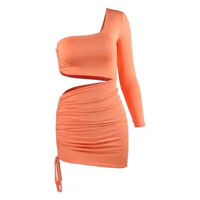 Black One-Shoulder Long-Sleeve Hip Skirt Dress for Women