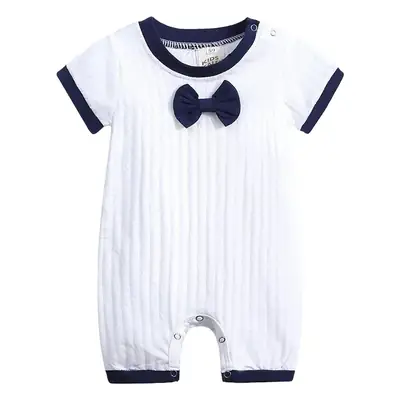 2025 Baby Romper White Bow Short Sleeve