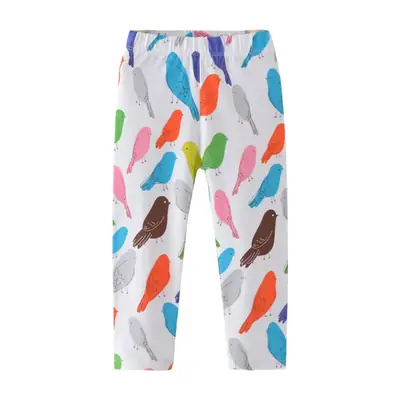 Autumn New Girls Printed Leggings White Blue Orange