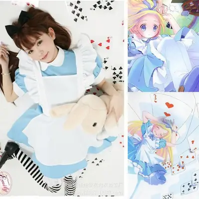 Alice in Wonderland Maid Costume Water Blue Anime Performance