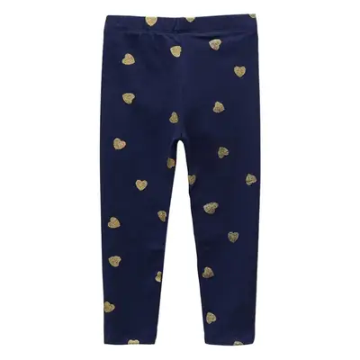 Girls Knitted Leggings Blue Heart Print Elastic Cuffs
