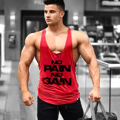 No Pain No Gain Printed Yellow Men's Camisole