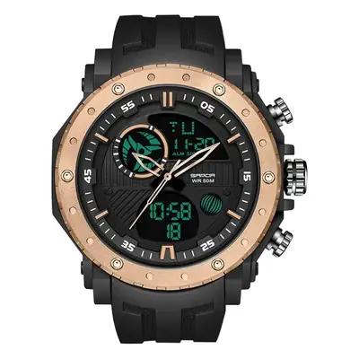 Sanda Black Multifunctional Dual Display Watch