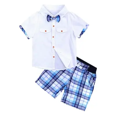 AliExpress Boys Plaid Suit White Bow Short Sleeve Shorts