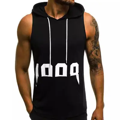 Men's 1998 Printed Sleeveless Hooded T-Shirt Green
