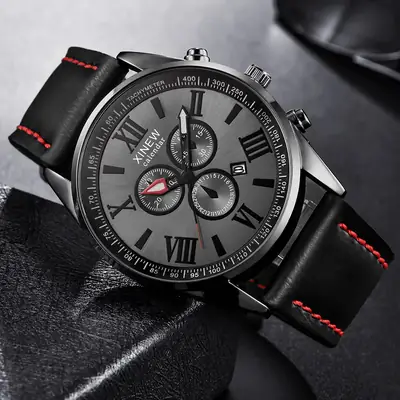 Men's Xinhai Chronograph Quartz Watch Green Leather Band