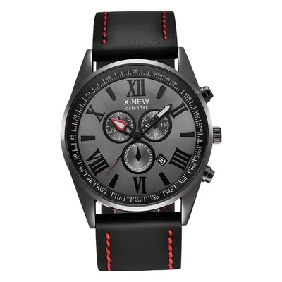 XINEW Men's Gold Quartz Chronograph Watch Brown Leather Band