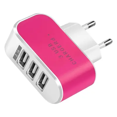 3 Usb USB Charger Pink 5V 1A Smart Travel