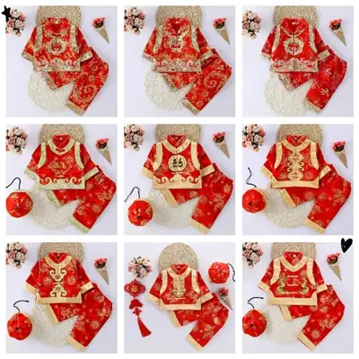 New Boys' Red Tang Suit Ethnic One-Year Old Suit