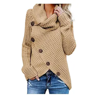 2025 Long Sleeve Knit Turtleneck Pullover Women Brown