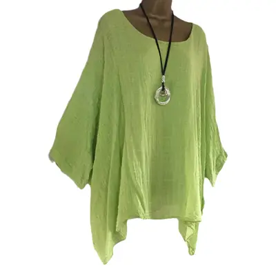Women's Light Pink Irregular Cotton Top 2024