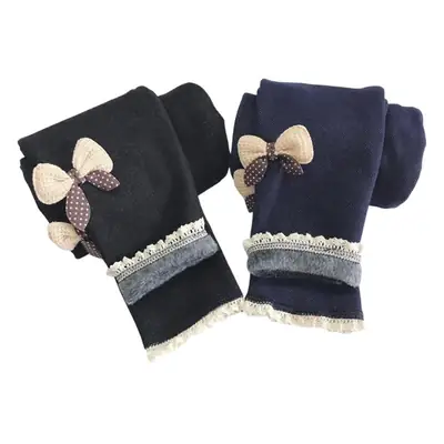 New Girls Fleece Lined Gloves with Bow Embroidery