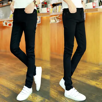 Men's Black Slim Fit Pencil Pants Summer Casual