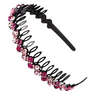 22K Diamond Rhinestone Black Hairpin Headband for Women