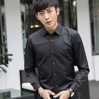 Men's Slim Fit Black Button Down Shirt Long Sleeve