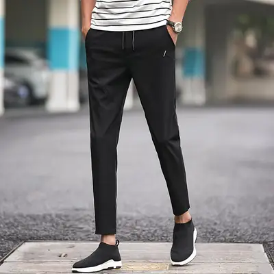 Men's Slim Stretch Casual Pants Black New Summer