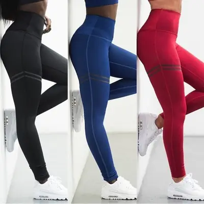 European American High Waist Sports Pants Double Ring Offset Print