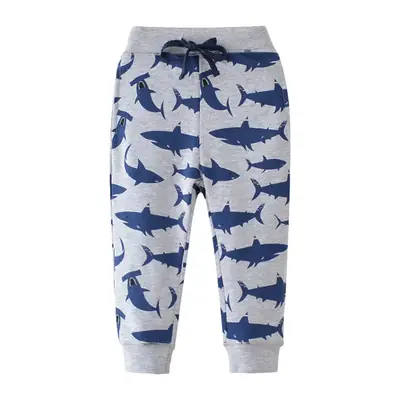 Boys Printed Shark Pants Knitted Terry Cuts Autumn Winter
