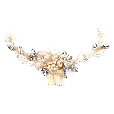 Diamond Encrusted Pearl Hair Comb for Weddings