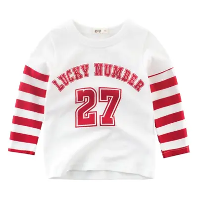 Kids Korean Style Long Sleeve T-Shirt White Red