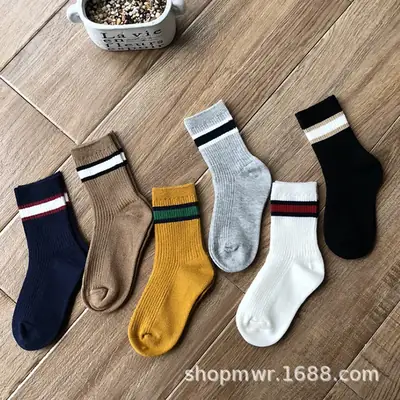 New Korean-Style Double-Needle Socks for Kids & Teens