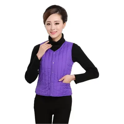 Purple Cotton Vests for Women Autumn Winter Warm Clothing