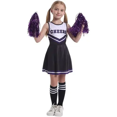 Kids Cheerleader Red Dress Stage Costume School Performance