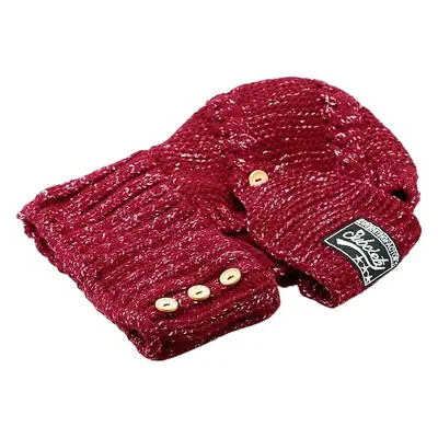 Women's Pink Wool Ski Cap with Button Closure