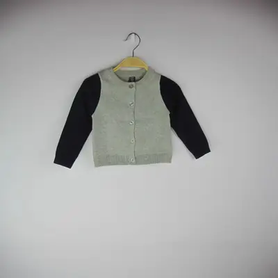 Men's Grey Knit Cardigan Black Sleeves