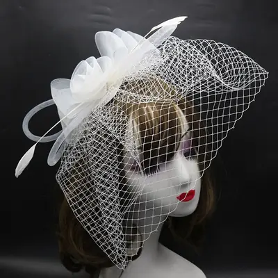 Red Mesh Head Flower for Brides & Stage Wear