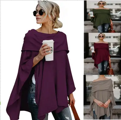 Asymmetrical Off-Shoulder Top T-Shirt Purple