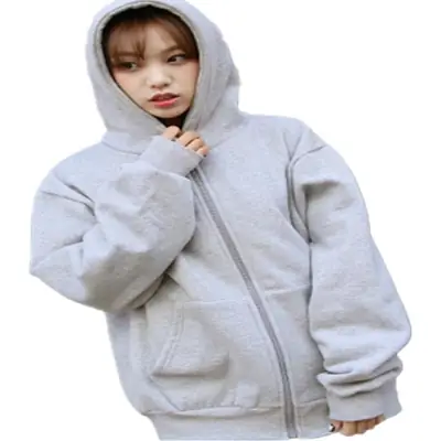 Women Fleece Lined Hooded Jacket Grey Plus Size
