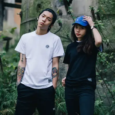 Men & Women Black White Street Fashion T-Shirt Set