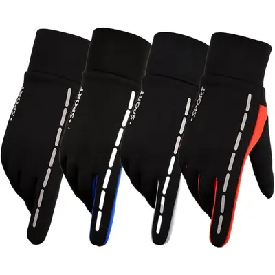 Men's Black Fleece Touchscreen Winter Gloves All Finger