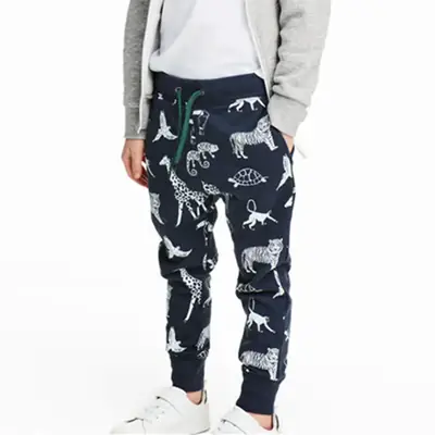 Boys Cartoon Print Korean Trousers Knitted Pants Autumn