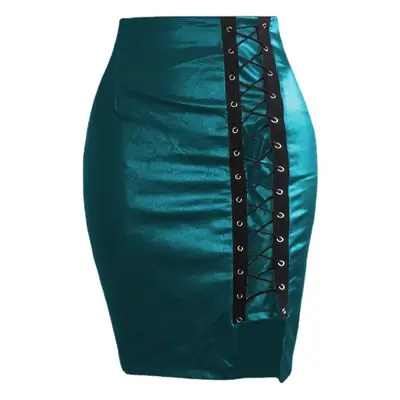 High Waist Strappy Skirt Maroon Embroidered