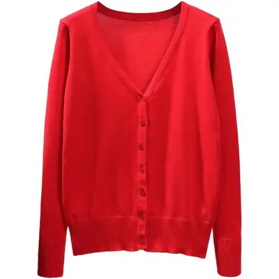 Women's Yellow V-Neck Cardigan Long Sleeve Coat