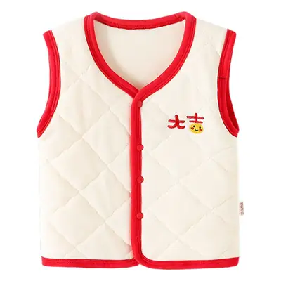 Thickened Red V-Neck Baby Vest for 0-3 Months