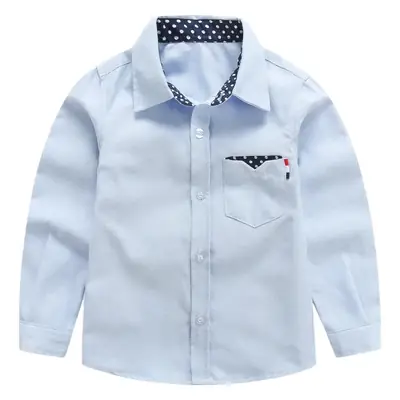 White Long-Sleeved Boys Shirt for School Uniforms