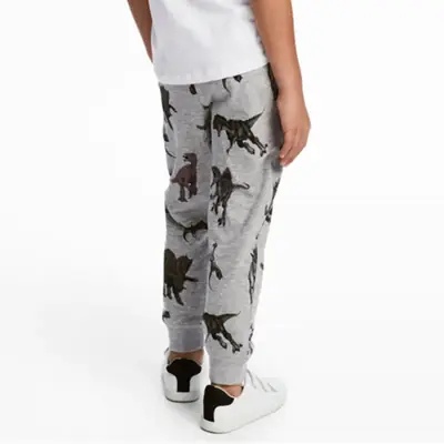 Boys Cartoon Print Trousers Grey Cotton Autumn Wear