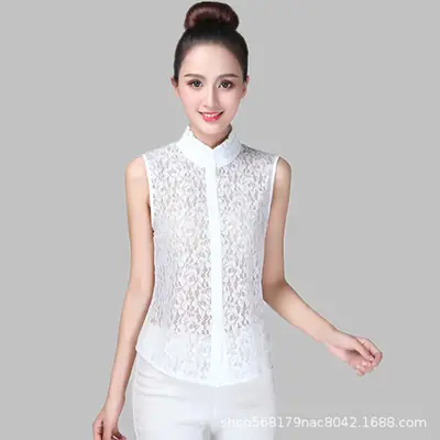 White Lace Collar Shirt for Women Elegant Western Style