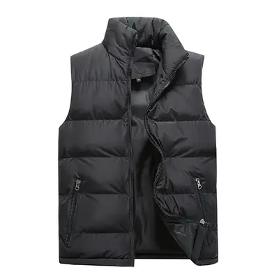 Black Korean Style Warm Down Vest Jacket Large