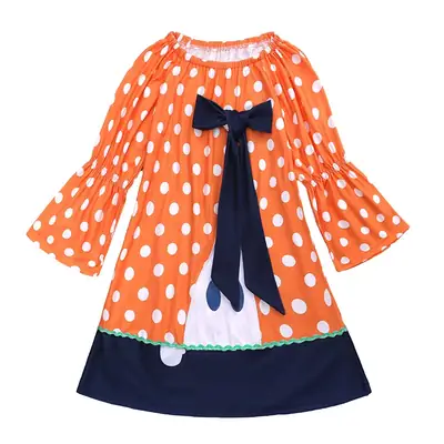 Orange Polka Dot Toddler Dress for Girls 2025