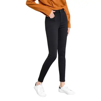 Women's Black Zipper Pencil Pants Large Size