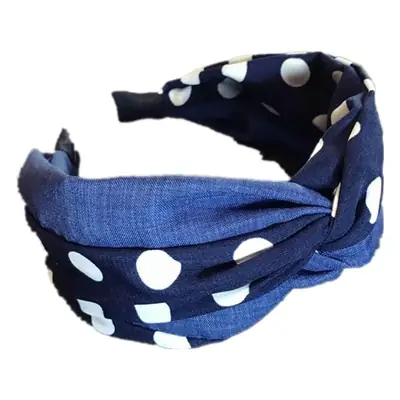 Women Korean Style Polka Dot Headband with Knotted Band