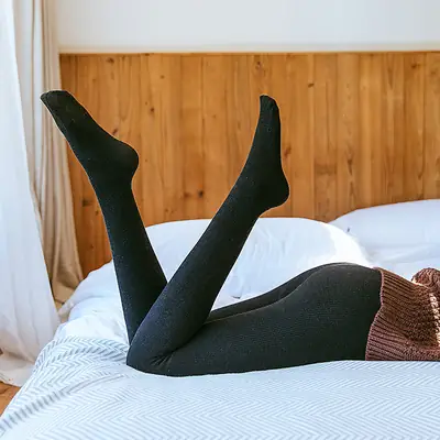 Black Fleece Lined Warm Pants for Women